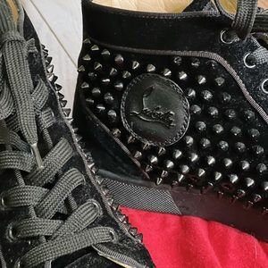 COPY - Christian Louboutin Louis Orlato Suede High-Top Sneakers - Black US Size…